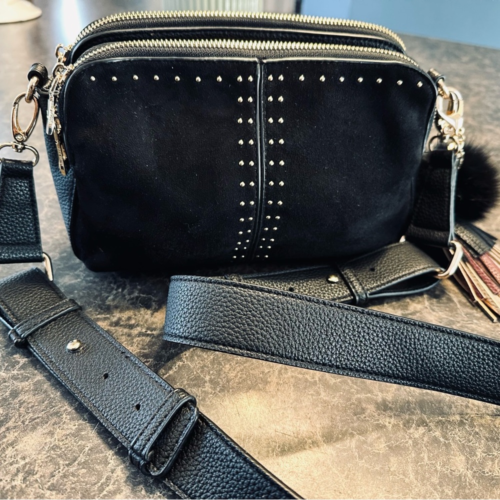 Elegant Black Studded Crossbody Bag